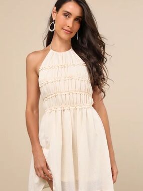 Lulu's Kallina Cream Ruffled Dress